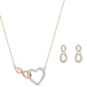 New Swarovski neckless and earrings, heart infinity